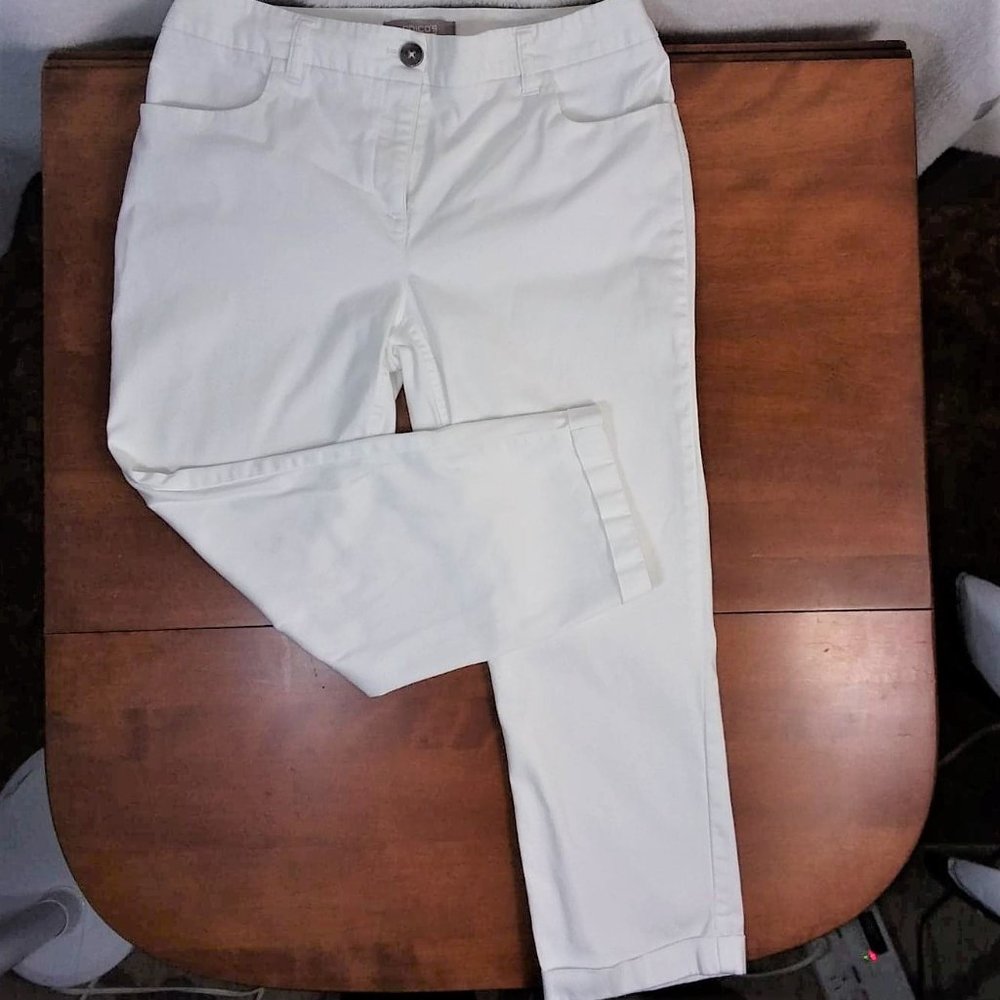 CHICO'S White CROP Pants Size 0 Women's Small 4